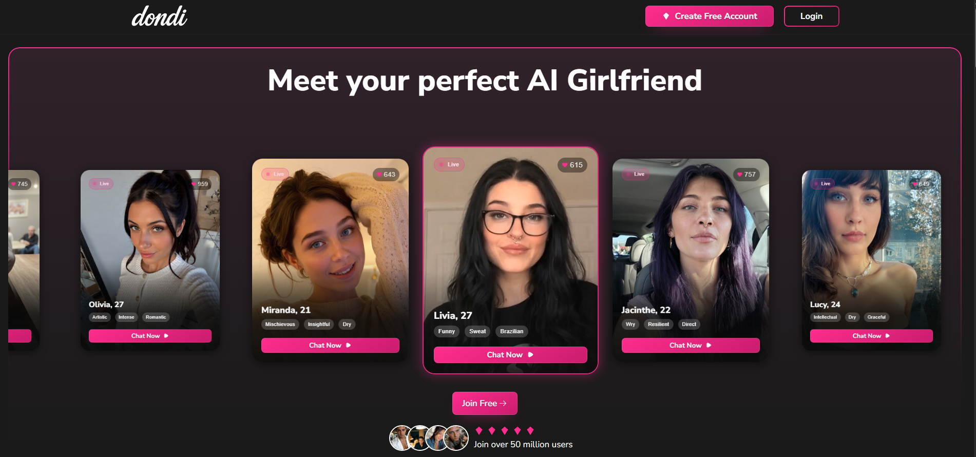 Dondi.ai AI girlfriend chat companion